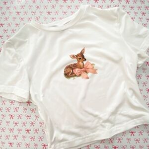 Deer Cropped Baby Tee 🎀